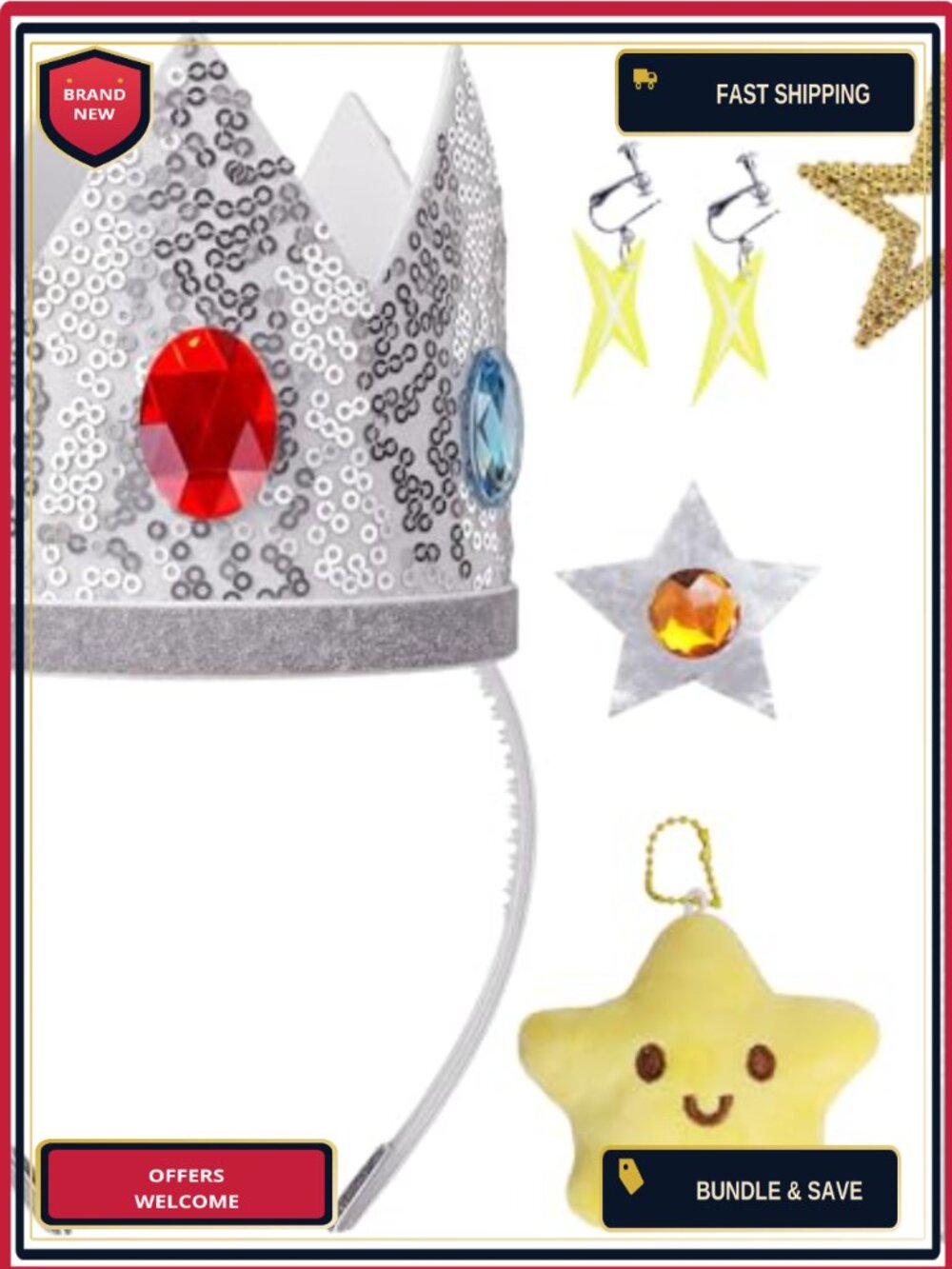 Miulruma Adult Princess Accessory Kit Star Wand Crown Headband Halloween Cosplay